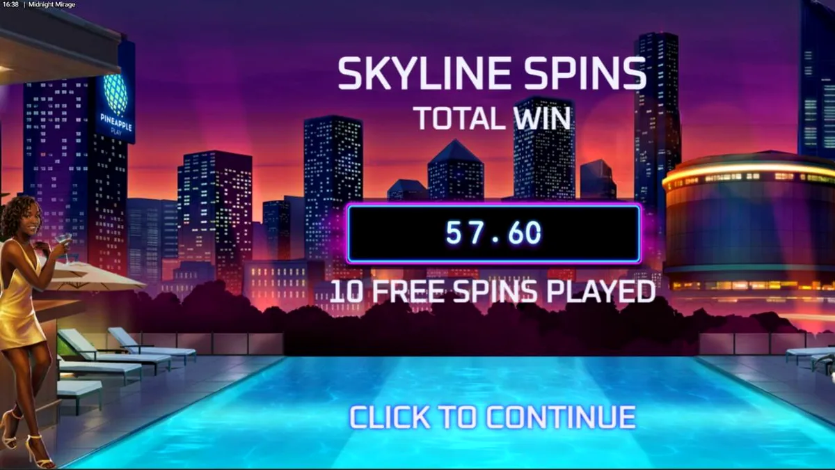 Tampilan visual neon dan mewah dari slot Midnight Mirage